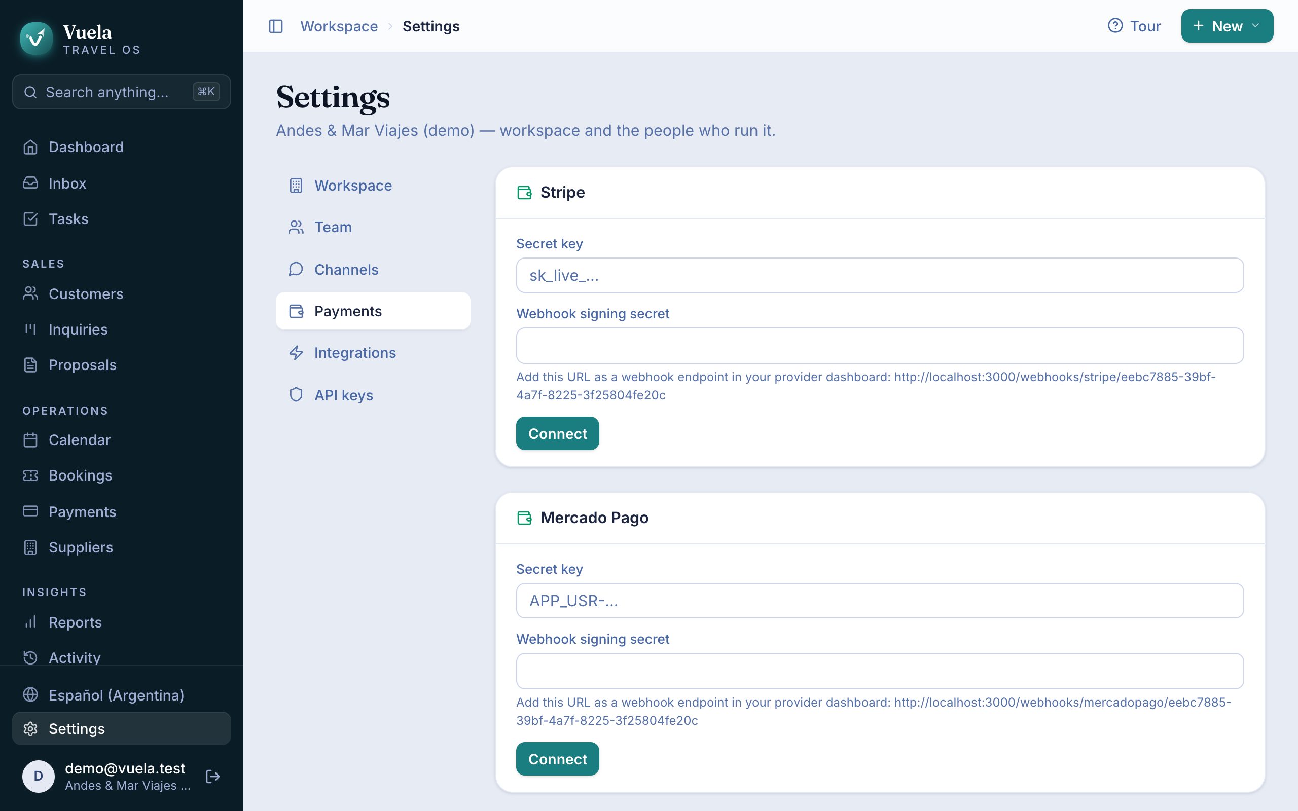 Online payments with Mercado Pago or Stripe